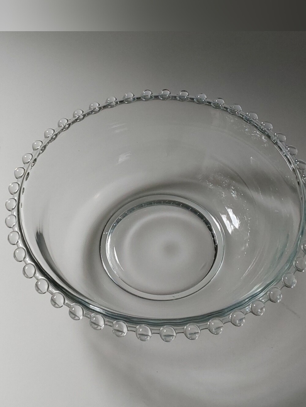 IMPERIAL CANLEWICK Glass Bowl Beaded Rim 9"